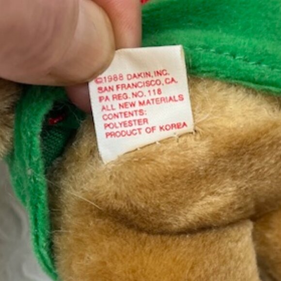 VTG Dakin '88 Mini Elf Bear Sitting Green Outfit Christmas Stuffed Plush Toy 5" - Picture 7 of 9